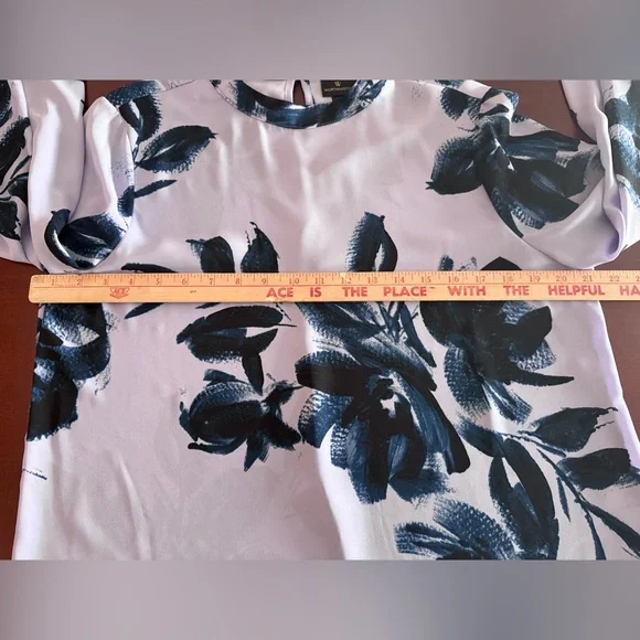 Worthington Women's Floral Top - Lavender and Dark Blue, Sz M - Picture 5 of 5